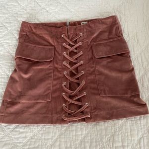 Uniq Pink Velvet Mini Skirt